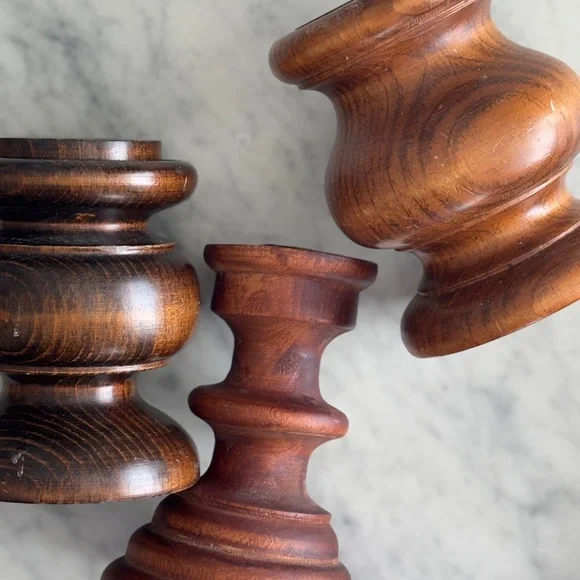 Wooden Candlestick Holders - Set of 3 - Picture 3 of 3